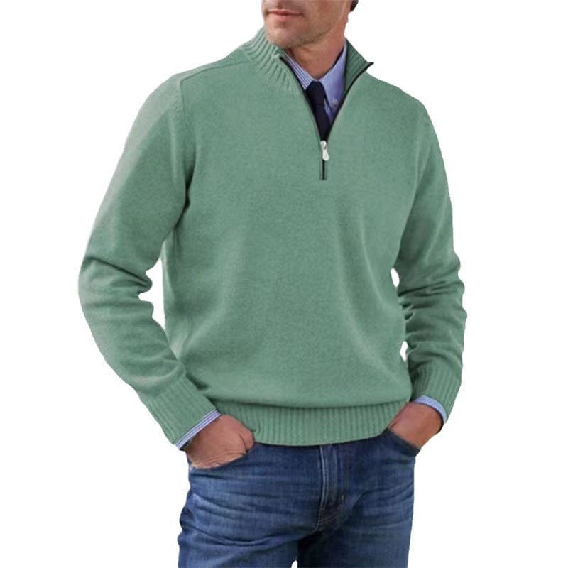 Mens Stand Collar Sweater Zipper| Winter Fashion Knitwear