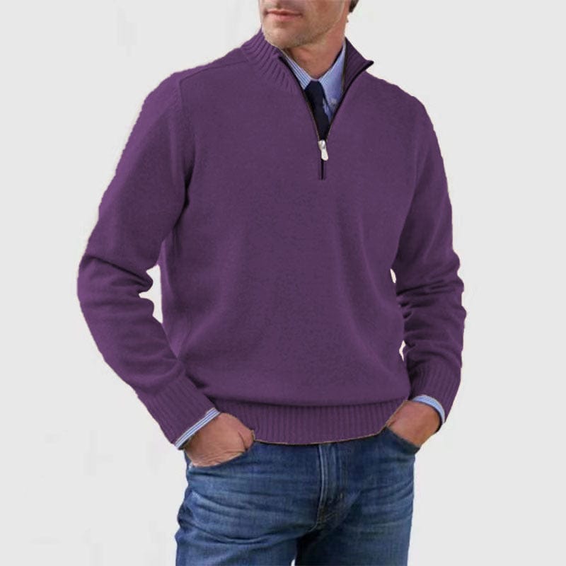 Mens Stand Collar Sweater Zipper| Winter Fashion Knitwear