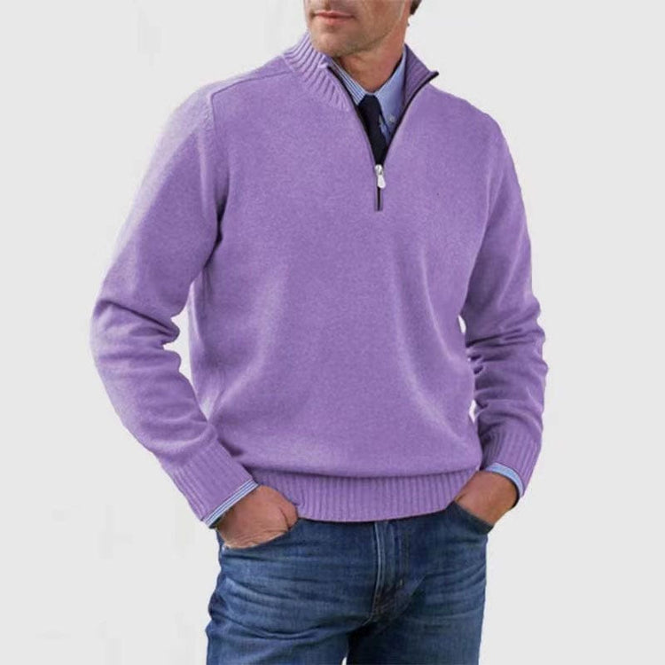 Mens Stand Collar Sweater Zipper| Winter Fashion Knitwear