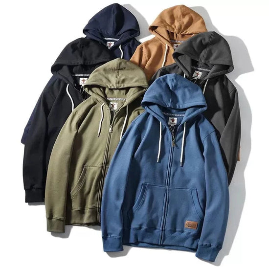 Sudadera amb caputxa de punt gruixut i cremallera informal