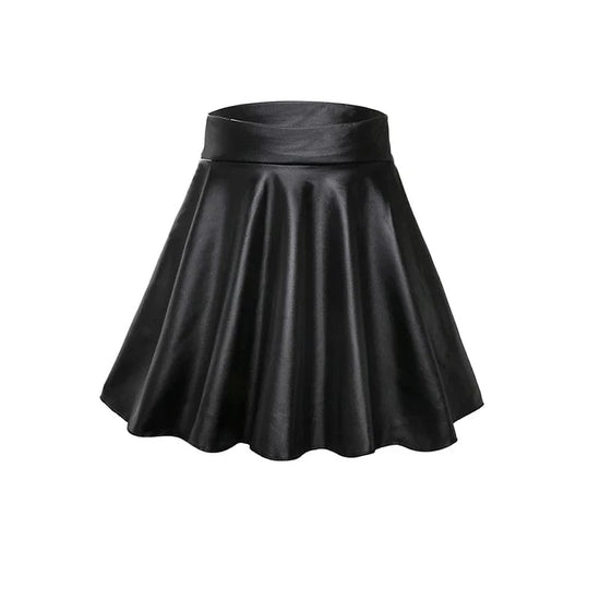 New Style Faux Leather Textured Half Skirt For Women Versatile And Basic A-Line Skirt Umbrella Skirt Sexy And Slim Mini Skirt