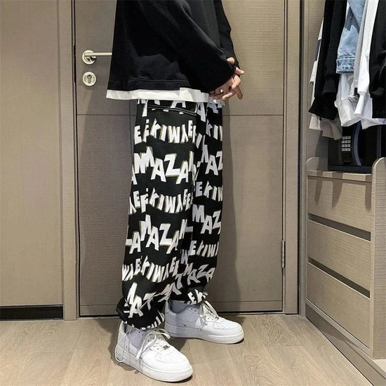 Casual Pants Man Straight Wide Hippie Hip Hop Baggy Loose Trousers For Men Aesthetic Hot Slacks Polyester Harajuku Fashion Cheap