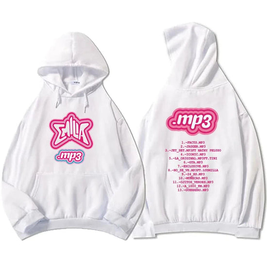 Men Clothes MP3 Emilia Mernes Hoodies Graphic Printing Sweatshirts Winter Casual Long Sleeve Sudaderas Pink Unisex Soft Hoodie
