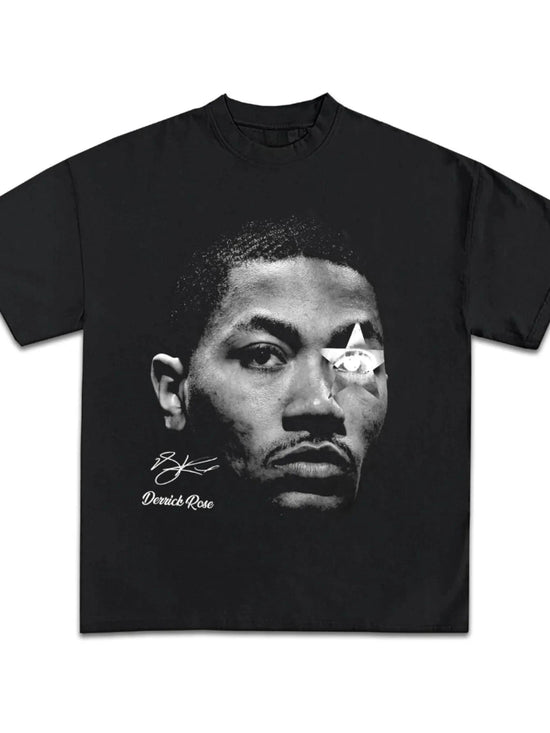 D Rose Graphic T Shirt Y2K Vintage Basketball Rap  Premium Heavyweight Shirt Fashion T-shirt Round Neck Short Sleeve Top